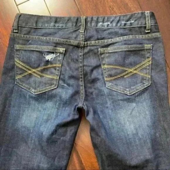 Aeropostale Chelsea Bootcut Jeans  Distressed Dark Blue Denim Size 7/8 30 - Picture 10 of 16